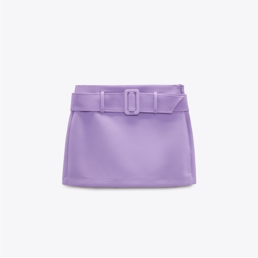 Zara Purple Belted Mini Skirt